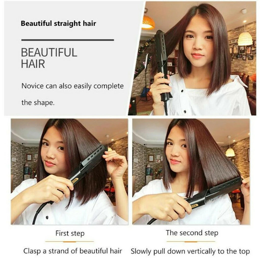 Hair Straightener Four-Gear Temperature Adjustment Ceramic Tourmaline Ionic Flat Iron Hair Straightener for Women Widen Panel